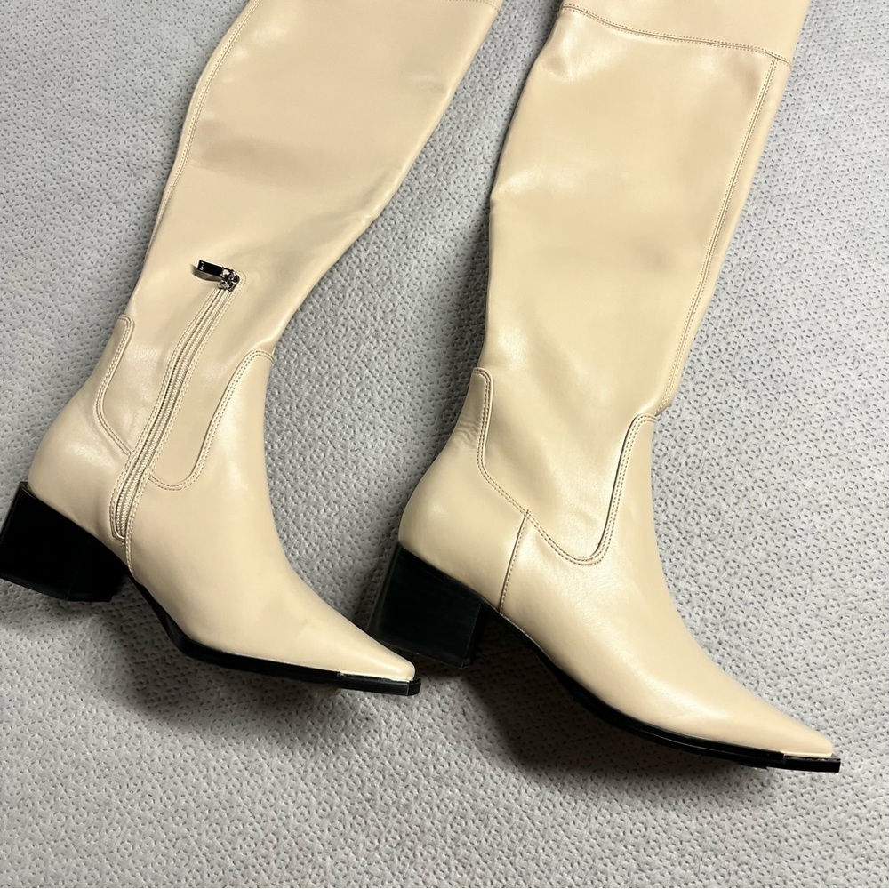 Marc Fisher Noemi Leather Over-The-Knee Boots in Ivory White Size 7 NWOT - Picture 3 of 7